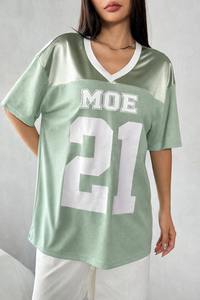 Summer Women's Sports Style Oversized <b>T</b>-shirts Letter Print Custom Hollowed-Out Street Wear Fashion Tee American Football Jersey - Product Image 5