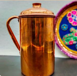 Copper jug set for relaxation inspired dining setup water serving metal set with <b>glasses</b> durable reusable kitchen dining drinkwa - Product Image 4