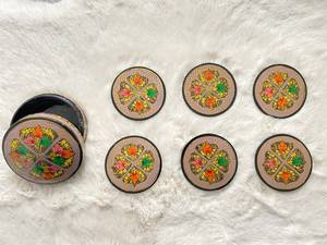 Khadim Handicrafts Modern Eco-Friendly Handmade <b>Paper</b> Mache Drink <b>Coaster</b> Set Sustainable Decorative <b>Coasters</b> - Product Image 2