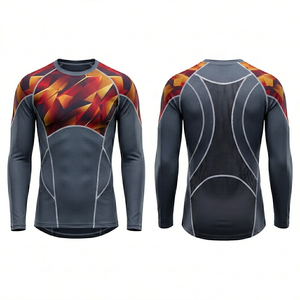 T-shirt de compression personnalisé 2026 pour homme, manches longues, séchage rapide, pour la gym, le fitness, le MMA, le BJJ, entraînement sportif, protection UV - Product Image 1
