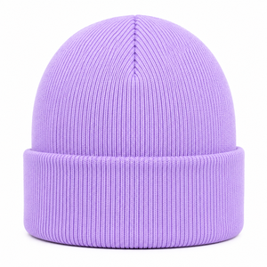 DUMELA INTERNATIONAL Unisex <b>Purple</b> Knit Beanie <b>Hat</b> 100% Acrylic Cuffed Solid Color Casual Winter Warm Street Hand Embroidery - Product Image 1
