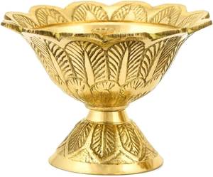 Elegante Maceta Redonda de Latón para Diwali, Decoración de Mesa con Flores Hechas a Mano, Ceremonia Religiosa, Decoración para el Hogar, También para Regalo - Product Image 6