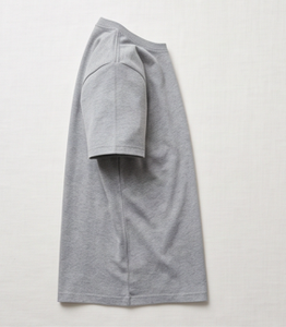 T-shirt à manches courtes gris pour homme, coupe classique, couleur unie, décontracté, col rond, jersey tricoté en coton - Product Image 4