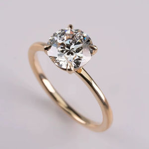 Bague solitaire en diamant de laboratoire taille ronde 4,00 ct, or jaune 18K/14K/10K, bijoux fins minimalistes pour fiançailles et mariage, vente en gros - Product Image 1