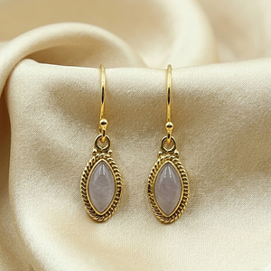 Pendientes de Cuarzo Rosa Natural con Forma de Marquesa, Plata de Ley 925, Chapados en Oro Rosa y Oro Amarillo, Joyería Boho Vintage Hecha a Mano para Ella - Product Image 4