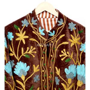 Mix Assorted Color Velvet Suzani Embroidered Stripe Quilted Eco-Friendly Floral Pattern Bohemian Artisanal Free Size Jacket - Product Image 6