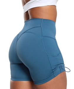 Của phụ nữ gân liền mạch Nylon phòng tập thể dục Biker quần short biểu tượng tùy chỉnh Di Sản Logo quần short chặt chẽ cao eo rắn Yoga Workout xà cạp - Product Image 1