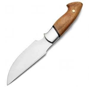 Couteau utilitaire d'extérieur en acier poli avec manche en bois de noyer naturel et bolster en acier - Product Image 6