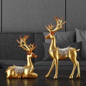 Élégantes décorations de rennes bleues et dorées pour la décoration des fêtes, la mise en valeur des consoles et les intérieurs modernes, fabriquées à la main en Inde - Product Image 5