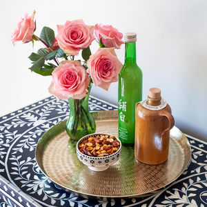 Mesa de bandeja de latón de aluminio decorativa de Ramadán moderna personalizada, recién llegado, fuente pura India para accesorios decorativos para servir - Product Image 3