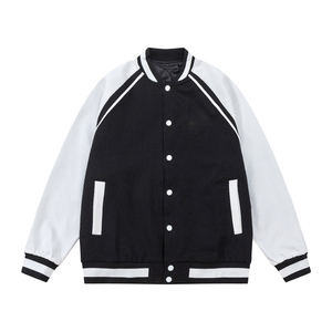 Veste universitaire personnalisée de haute qualité en laine/polyester pour homme, style streetwear, col en V, manches universitaires, respirante - Product Image 1