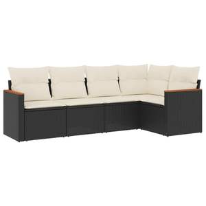 Conjunto de Sofás Modulares Grandes de Ratán PE Negro para Jardín, Muebles Modulares Elegantes para Exteriores - Product Image 2