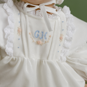 ชุดจั๊มสูทสำหรับเด็กหญิงวัยหัดเดินชุดหมีขาสั้นผ้ากำมะหยี่สีขาวสำหรับเด็กแรกเกิดชุดหมีบอดี้สูทปักตัวยาวสำหรับฤดูหนาว-คาร่า - Product Image 4