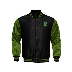Blouson Bomber Unisexe en Satin Personnalisable avec Logo, Boutons Cachés, Léger, Sportif, Style Universitaire, Écologique, Respirant, Broderie, Printemps - Product Image 1