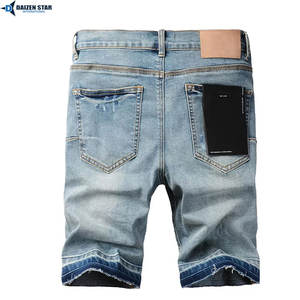 Vaqueros casuales de verano para hombre, lavado claro, cintura media, bordados, transpirables, ecológicos, de secado rápido, con cremalleras y botones, estilo urbano, 220 gramos - Product Image 2