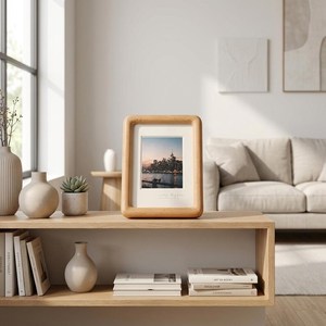 Minimalist Wooden Photo <b>Frame</b>, Natural Wood Desk Decor (12x9 cm) - Product Image 3