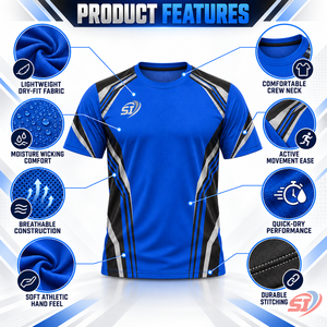 เสื้อยืดกีฬาผู้ชายแบบแห้งเร็ว ระบายอากาศได้ดี รับผลิตตามแบบ OEM - Product Image 4