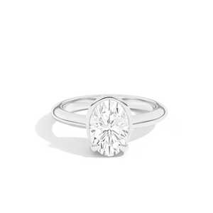 Anillo de compromiso de oro macizo de 14K y 18K con diamante ovalado de 3.5 quilates, doble filo, solitario, cultivado en laboratorio, precio de fábrica, venta al por mayor - Product Image 3