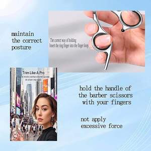 Ciseaux professionnels de coiffure à manche long en acier inoxydable 4Cr13, 6 pouces, avec logo personnalisé, argentés, pour droitiers, pour la coupe et l'éclaircissement des cheveux - Product Image 4