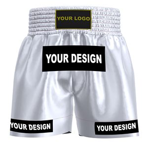 Muay Thai short premium quality satin fabric custom design breathable lightweight gym training short <b>elastic</b> waistband men women - Product Image 1
