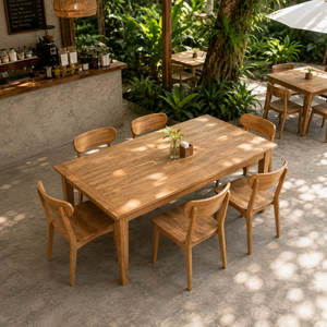 Mesa de Comedor Rectangular Moderna de Teca Sólida Premium al por Mayor, Diseño de Cuatro Patas, Muebles para el Hogar, 4 Plazas, para Hotel o Restaurante - Product Image 6