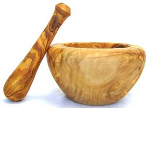 Dark Wood Mortar Pestle Set Solid Wooden Spice <b>Grinder</b> Round <b>Herb</b> Crusher Garlic Press Manual Kitchenware Bowl Set - Product Image 4