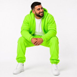 Men's Heavyweight Hooded Breathable Boxy Fit Oversized Fit Fleece Tracksuit Loopback Cotton Fleece <b>Winter</b> <b>Wear</b> Trendy - Product Image 5