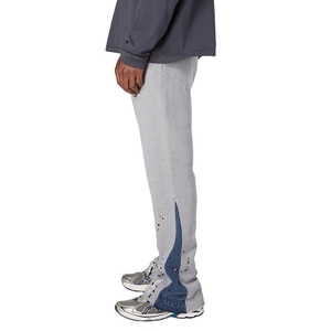 Custom 2025 Men's Streetwear Baggy Patchwork Flare Sweatpants Breathable Paint <b>Jogger</b> <b>Stacked</b> Flared Sweatpants Flat Front Style - Product Image 5