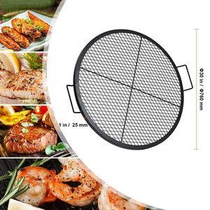 Griglia per Barbecue in Acciaio Resistente a Forma di X, Griglia Rotonda per Braciere con Supporto per Maniglia, Accessorio da Cucina Durevole - Product Image 5