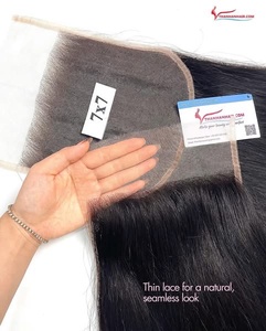 ผลิตภัณฑ์ที่ดีที่สุด ผมตรงแบบหยักศก สำหรับต่อผมแบบ HD Lace Closure  แบบ Super Double Drawn ผมเวียดนามแท้ 2x6 4x4 5x5 7x7  แบบเย็บด้วยเครื่องจักรสองชั้น - Product Image 5