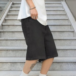 Shorts en jean noir pour homme OEM, coupe droite, taille mi-haute, décontracté, été, en coton, avec poches, tissu tissé, délavage classique - Product Image 5