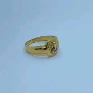 Anillo de Oro Amarillo Sólido de 22K de Lujo con Patrón de Ganesh en Forma de V, Joyería Fina Elegante para Hombre, Diseño Geométrico Moderno de Alas - Product Image 2