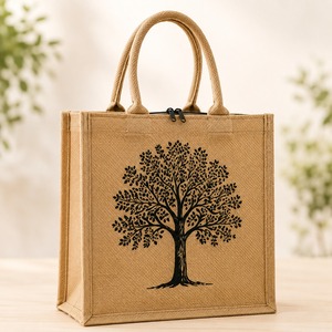 Premium Eco-Friendly Natural Jute Tote <b>Bag</b> Cartoon Pattern <b>Reusable</b> <b>Shopping</b> <b>Bag</b> with Rope Shoulder Strap Ethnic Style Gift - Product Image 3