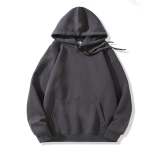 Men's Zip-Up Hooded Sweatshirt Solid Color Oversized Fit Regular Sleeve Knitted Casual Winter Wear Pocket Design Embroidered - Product Image 4