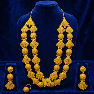 ชุดโซ่ชุบทอง24k ประดับด้วยเพทายลายนกยูงขนนกสไตล์อินเดีย - Product Image 3