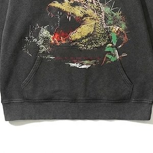 Sweat-shirt à capuche gris foncé pour femme, logo personnalisé de haute qualité, 100% coton tricoté, manches longues, imprimé motif dragon, respirant - Product Image 5