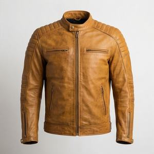 Blouson de moto en cuir professionnel pour la course et la ville, équipement de protection en cuir de vachette, couleur et taille personnalisables - Product Image 1