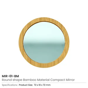 Lightweight & Portable Bamboo Pocket <b>Mirrors</b> Round-shaped - Product Image 4