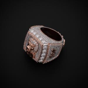 <b>Men's</b> 925 <b>Silver</b> Rose Gold Plated 'TGO' Lion Champion Cluster <b>Ring</b> for Bachelor Party Hip Hop Statement Inlay <b>Ring</b> - Product Image 4