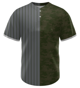 Camiseta de Béisbol Personalizada al por Mayor con Rayas de Camuflaje, Uniforme de Equipo con Botones Delanteros para Hombre, Transpirable, de Secado Rápido, Proveedor OEM ODM - Product Image 1