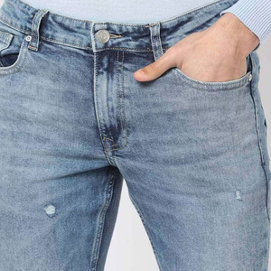 Most Selling Men <b>Light</b> Blue Straight Distressed Denim Jeans Embroidered Dragon <b>Rainbow</b> Pattern Mid Waist Button Fly - Product Image 5