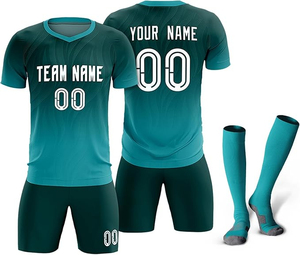 Glowing Neon Industry Sublimated Soccer Jersey Set O-Neck Short Sleeve Moisture Wicking Breathable <b>Polyester</b> Team Name OEM Adult - Product Image 1