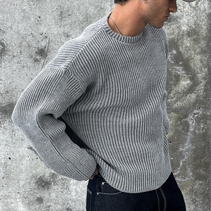 Pull en tricot premium pour homme, 12GG, 100% coton, épaisseur standard, anti-boulochage, respirant, séchage rapide, motif lettres, décontracté - Product Image 4