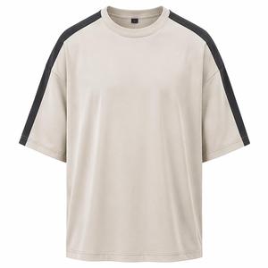 T-shirt décontracté pour homme, col rond, manches courtes, avec logo personnalisé, imprimé blanc, en jersey de coton épais et élasthanne 220g, coupe oversize, HMA - Product Image 2