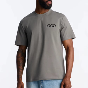 Camiseta de Manga Corta para Hombre, Estilo Urbano Minimalista, Color Gris Humo, con Logotipo Personalizado en el Pecho, Premium, Casual, Corte Relajado, para Uso Diario - Product Image 1