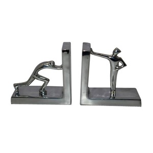 Juego de 2 sujetalibros escultóricos de latón con diseño tradicional de naturaleza muerta, decoración artesanal de metal. - Product Image 2