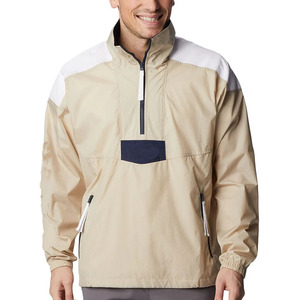 Veste coupe-vent légère vintage imperméable à fermeture éclair, col mandarin uni, service OEM, veste unisexe pour homme - Product Image 1