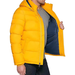 Men Bright <b>Yellow</b> <b>Puffer</b> <b>Jacket</b> Hooded Winter Down Coat Lightweight Warm Insulated Bubble <b>Jacket</b> Outdoor Casual Street Fashion - Product Image 2