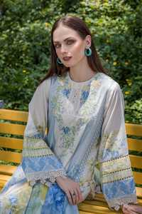 Robe Salwar Kameez décontractée pour femmes musulmanes, en coton pur, avec dentelle brodée violette et boutons, style pakistanais, pour l'été - Product Image 4