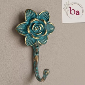 Crochet mural en fonte Ba Flower, style vintage, résistant à la rouille, réglable, écologique, auto-adhésif, crochet simple pour vêtements et décoration - Product Image 4